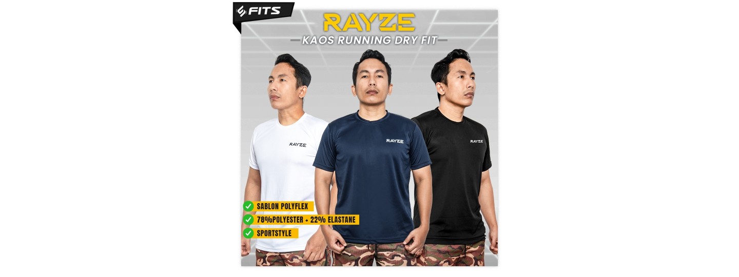 RAYZE Kaos Running Dry Fit Baju Olahraga